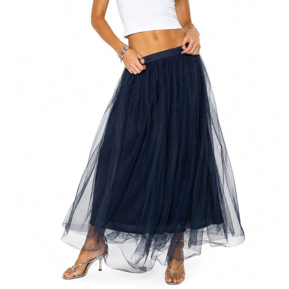 DR2 by Daniel Rainn Navy Blue Tulle Maxi Skirt Inkwell | Size XL  NWT
